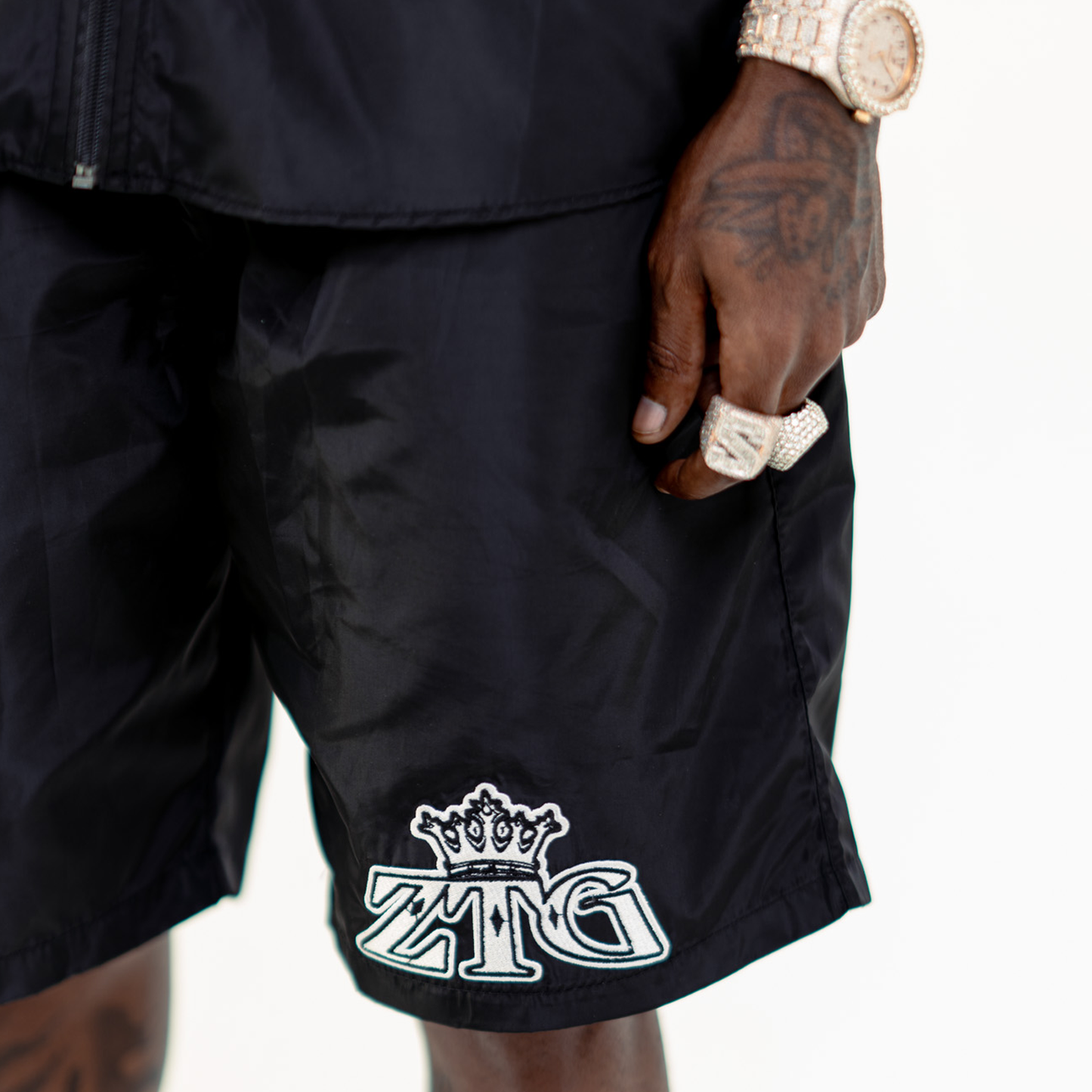 Embroidered Nylon Short Set